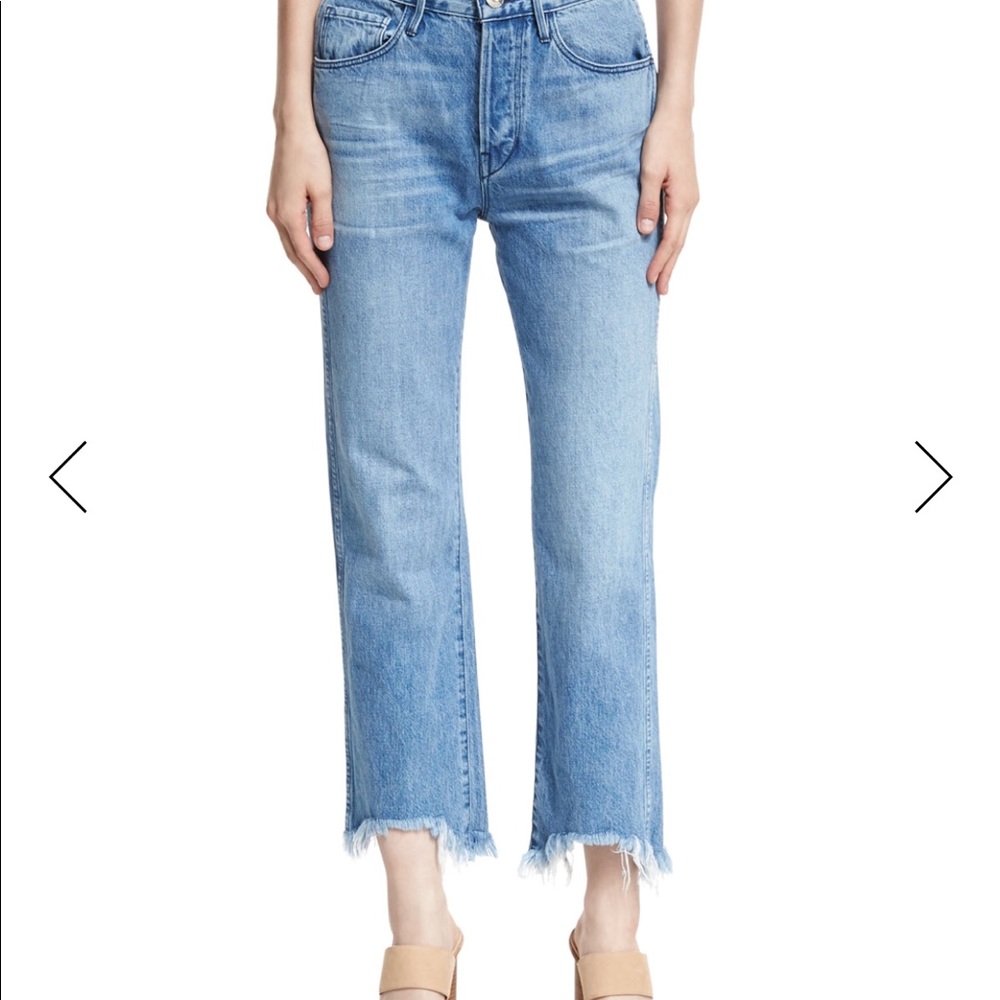 3x1 Raw-Edge Straight-Leg Cropped Jeans